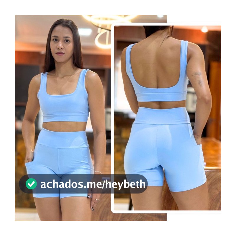 Conjunto de Academia Feminino Short com Bolso Zero Transparência e Cintura Alta + Top com Forro Duplo