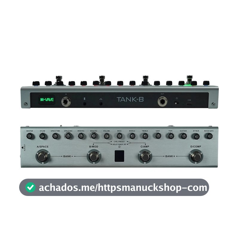 Pedal de baixo multiefeito M-VAVE Tank-B Recarregável 36 predefinições 9 slots de pré-amplificador 8 slots de cabine de