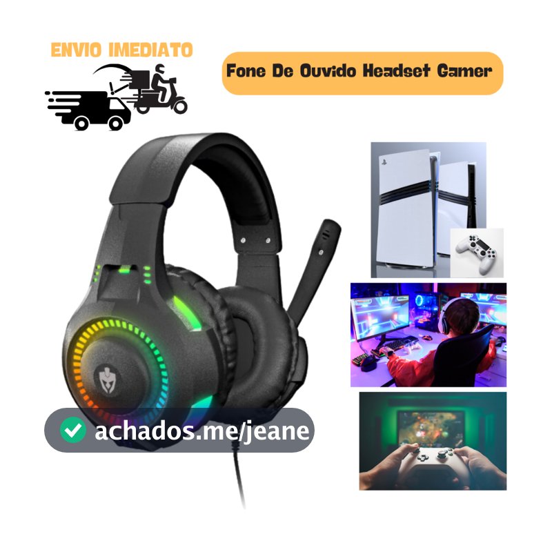 FONE DE OUVIDO GAMER COM MICROFONE RBG LED PARA PC XBOX  HEADSET COM FIO FONE PARA COMPUTADOR PARA PS4 PS5 FONE XBOX