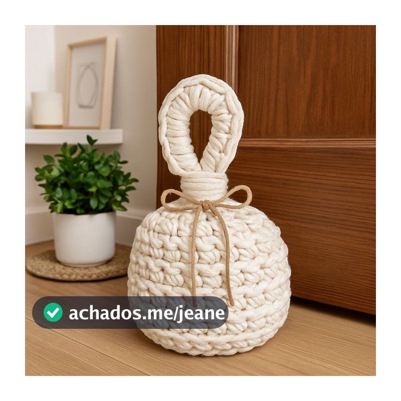 Peso de Porta de Crochê em Fio de Malha – 1kg | Artesanal e Decorativo