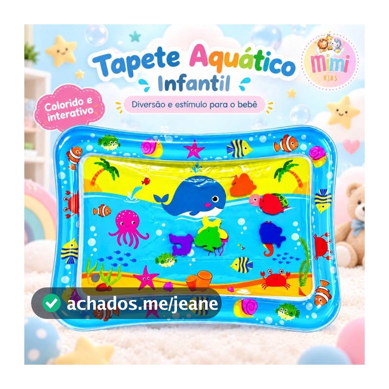 Tapete Infantil Bebê Inflável Água Atividades Sensorial Almofada Menino e Menina
