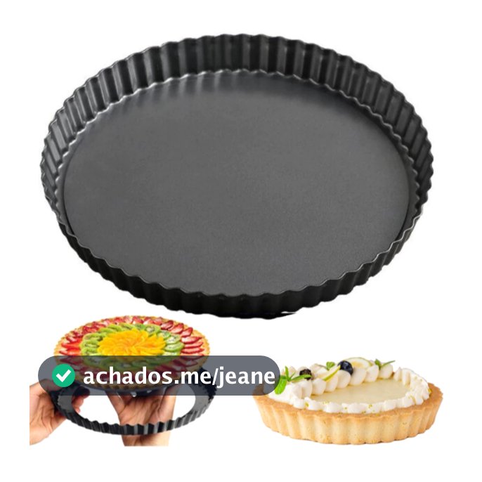 Forma De Torta Com Fundo Removível Antiaderente Redonda Tortas Quiches Teflon 24cm