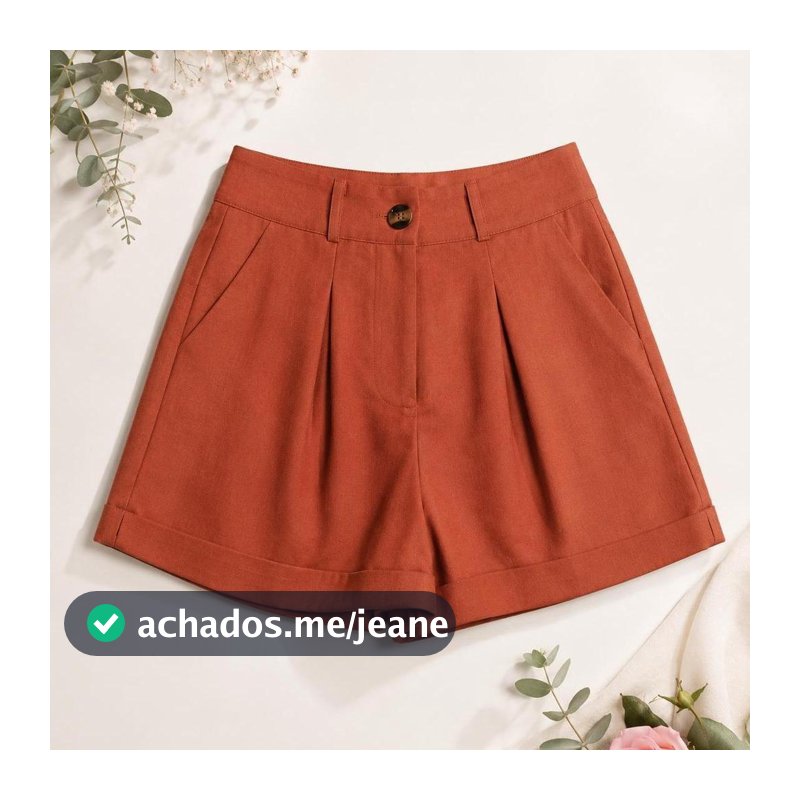 Short Feminino Linho Casual Chic Cintura Alta Com Botão Tecido Premium P M G GG