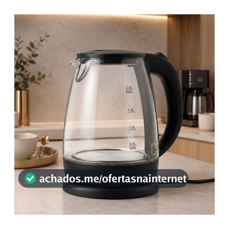 Chaleira Elétrica Jarra 1.8L Café Chá Inox 110v Vidro