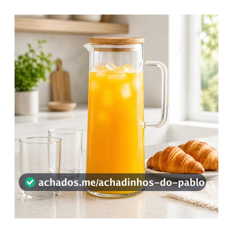 Jarra De Vidro Borossilicato Com Tampa De Bambu 1,5L Suco Água