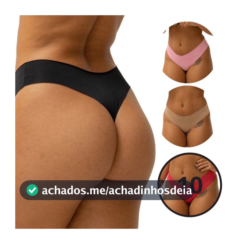 Kit 10 Calcinhas Sem Costura Tanga Conforto Feminina Corte a Laser não marca roupa Forro Algodão