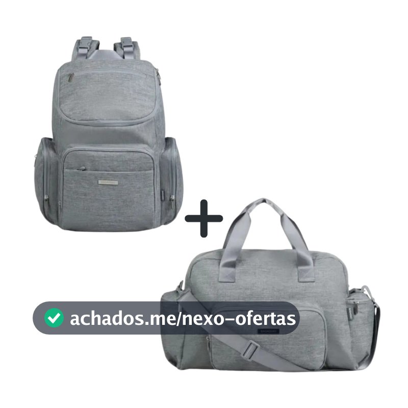 Kit Mochila e Bolsa Maternidade Totti Bagaggio Cinza