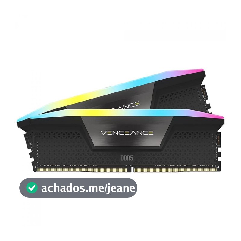 Memória DDR5 Corsair Vengeance RGB, 16GB (2x8GB), 5200MHz, Preto, CMH16GX5M2B5200C40