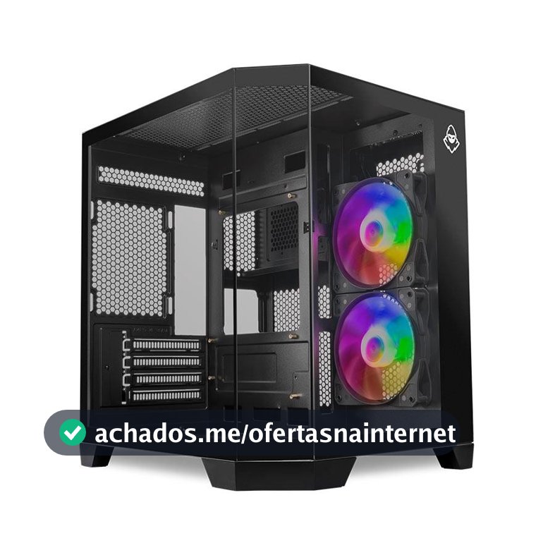 Gabinete Gamer Mancer CV700B, Mini-Tower, Lateral de Vidro, Com 2 Fans, Preto, MCR-CV700B-BK-2F