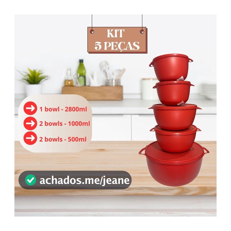 Kit Jogo De Potes Cozinha C/5 Peças De Plastico Hermetico Resistente Ideal para Armazenar Alimentos