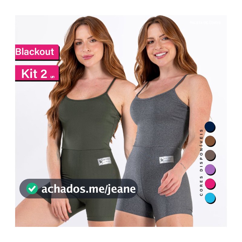 Kit 2 Macaquinho Fitness Blackout Alcinha Slim Zero Transparência Academia Macacão Crossfit