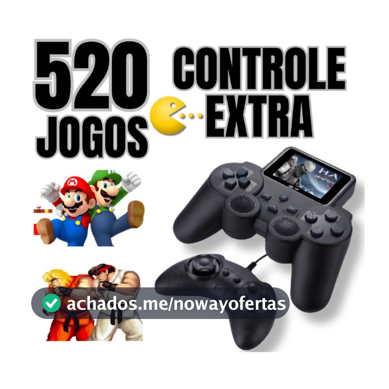 Game Mini com Visor no Controle Conexão TV Console Retrô  retro 520 jogos