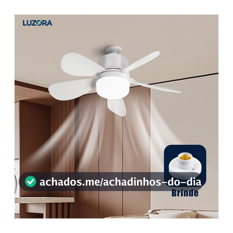 Ventilador de Teto com Luz Silencioso Controle Remoto Economica Instalação Fácil LED Bivolt E27