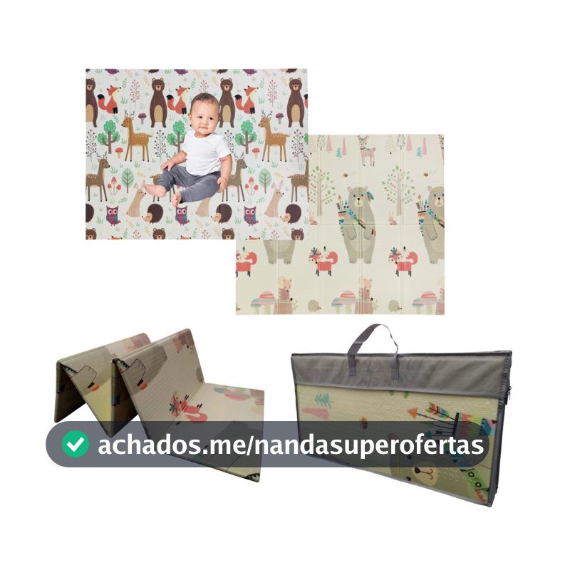 Tapete Infantil de Atividades Bebê Dobrável Dupla Face Infantil Tatame Tribo Animal 150 x 200 Ibimboo
