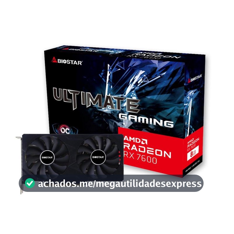 Placa De Vídeo Biostar AMD Radeon RX 7600 OC Ultimate Gaming, 8GB, GDDR6, FSR, Ray Tracing, VA76S6RM81