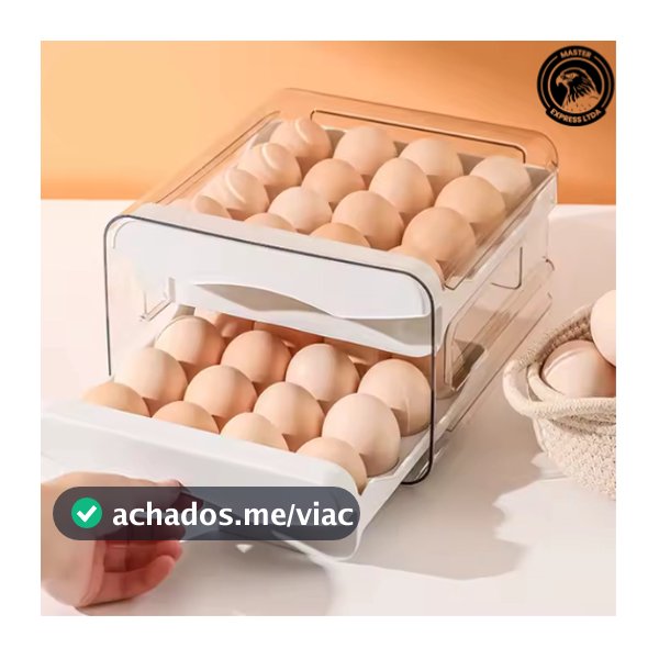 Porta Ovos Acrílico Organizador Geladeira Gaveteiro Dupla Capacidade Cor Branca Envio Imediato