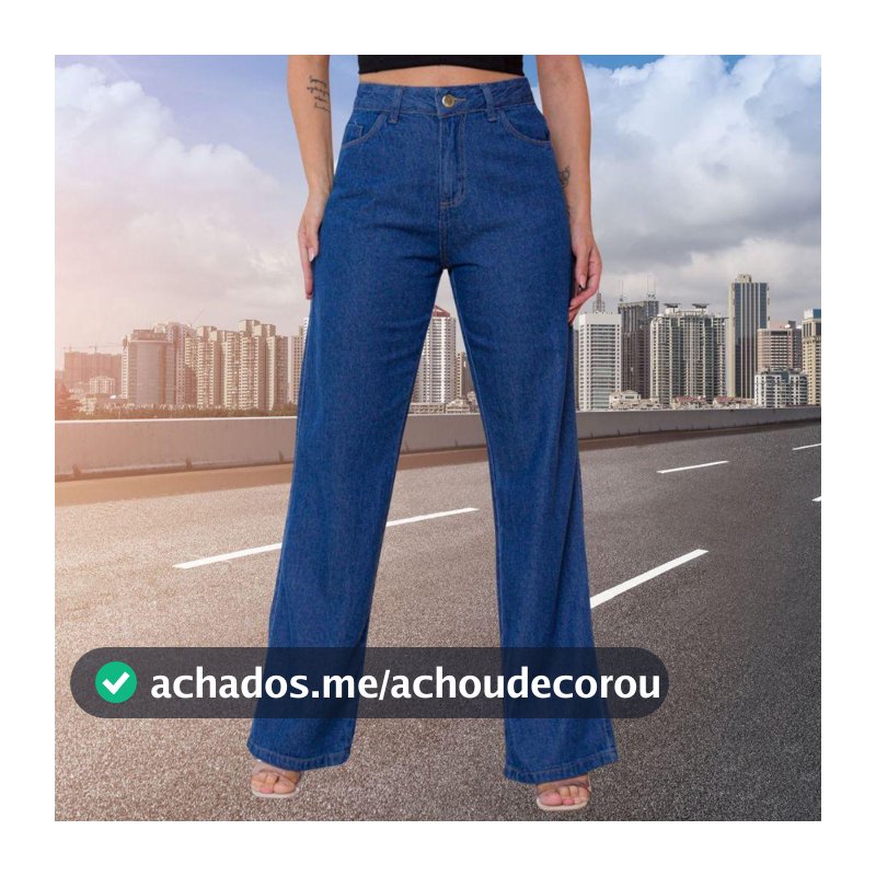 Calça jeans feminina balao de pernas largas e cintura alta, oferta especial direto da fábrica