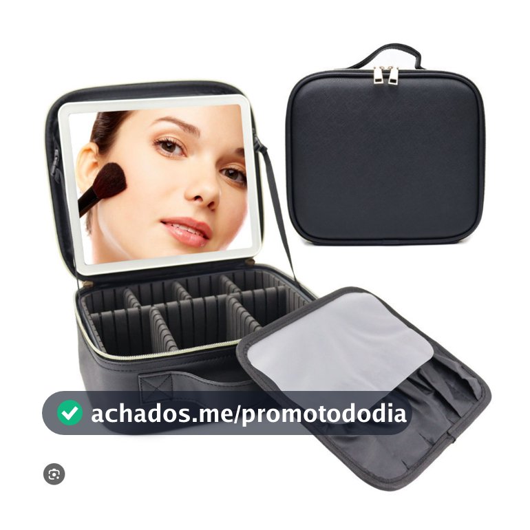 Kit Maleta Maquiagem completo Profissional Com Espelho e Luz Led e paleta de maquiagem