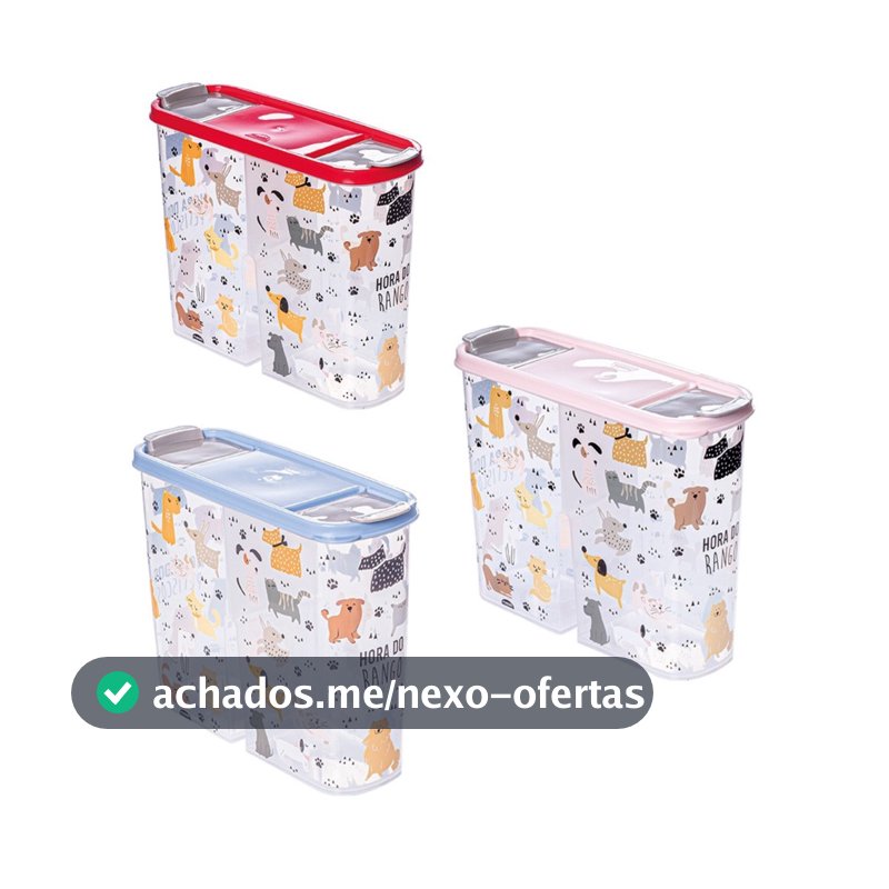 Porta Pote Ração 2,4Lts  Petisco Tampa Vedada Antiformiga Pet