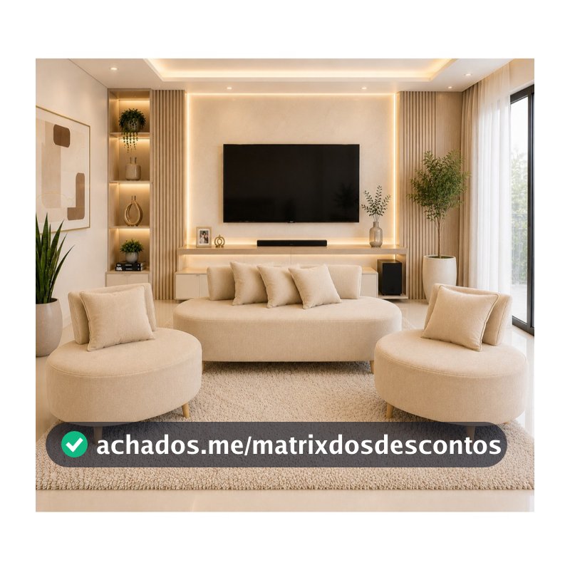 Kit Sofá 03 Lugares + 02 Poltrona De Corino Para Recepçao Sala De Televisão Visammer