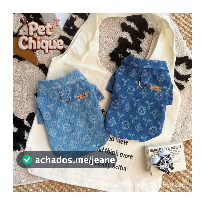 Roupas para cães e gatos Camisa jeans quente para rua