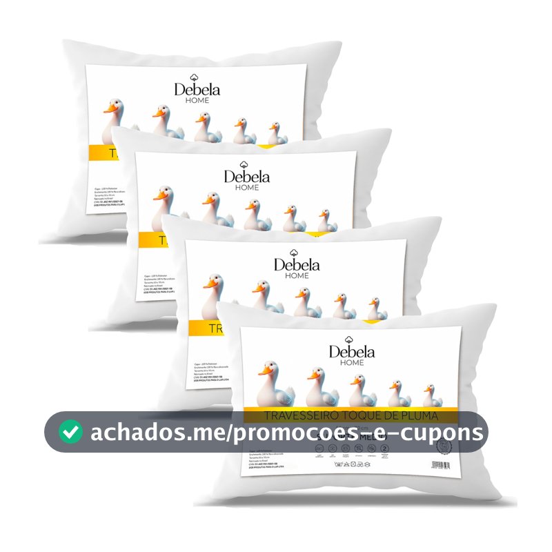 Jogo C/ 4 ou 2 Travesseiro Pluma de Ganso Confortavel e Macio Antiacaro 50x70cm