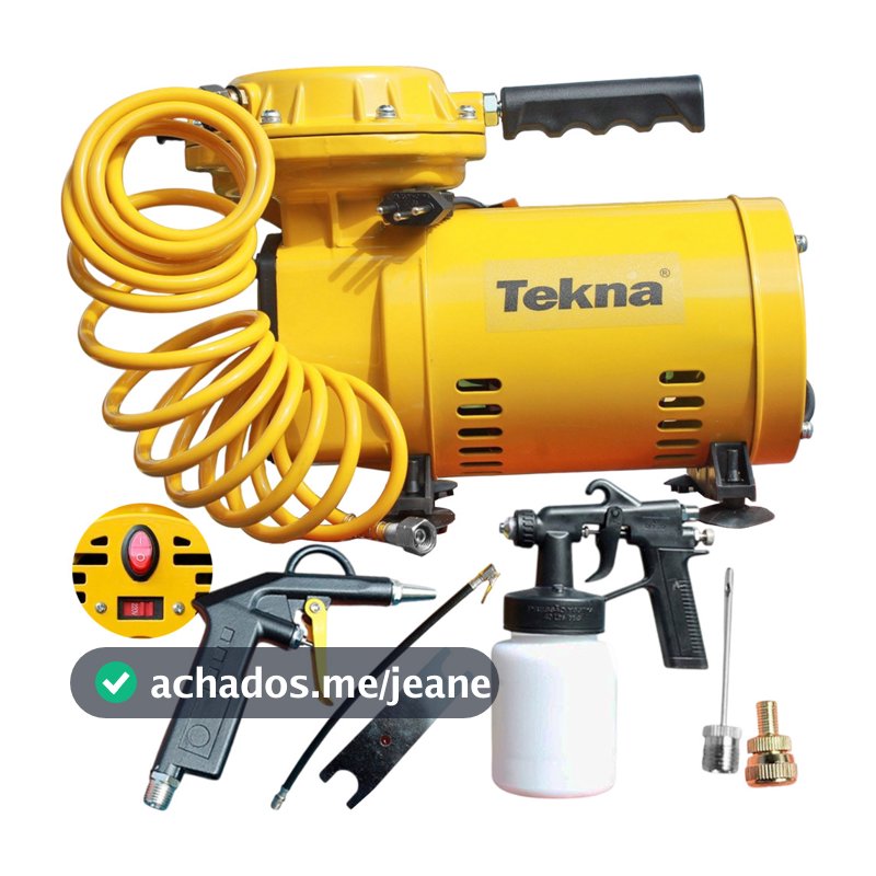 Compressor de Ar Portatil 1/2Hp Seletor de Voltagem Tekna Com Kit Pintura