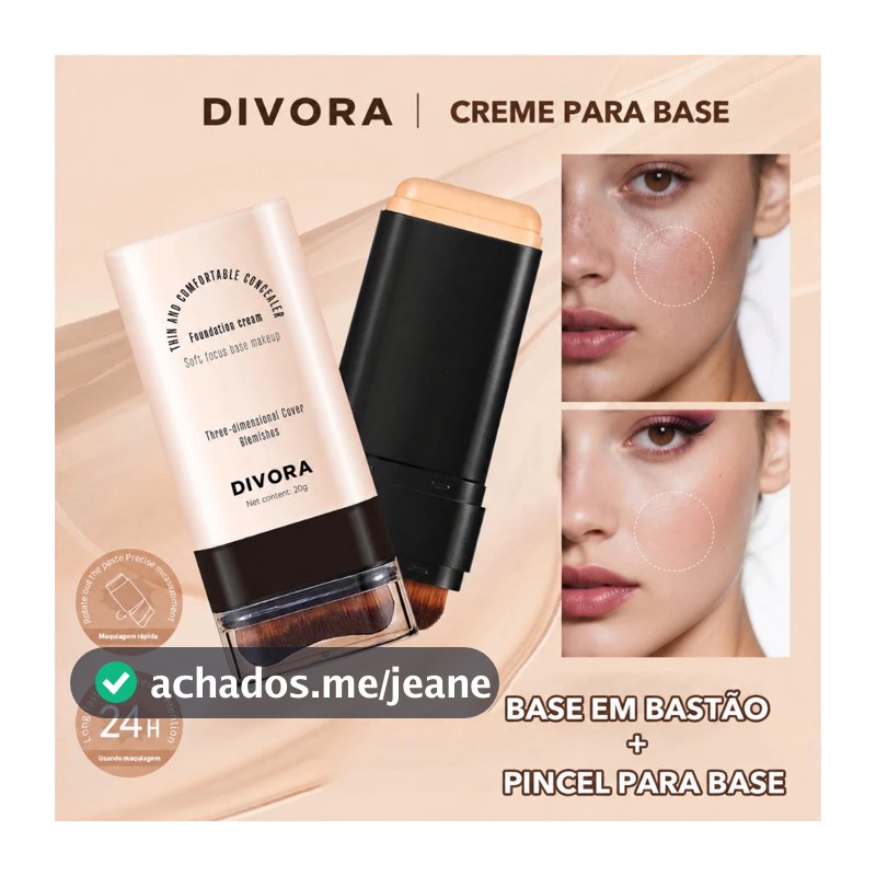 Base Stick Dupla à Prova D’água Coreana Cobertura Alta e Duradoura, com Pincel Integrado e Efeito Suave Antissuor
