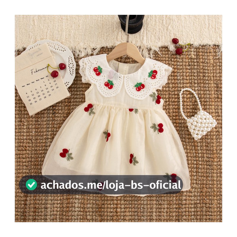 Vestido De Menina Cereja Vermelha , Verão Novo Estilo Princesa Roupas Infantis Sem Mangas Adequadas Para Festas De Anive