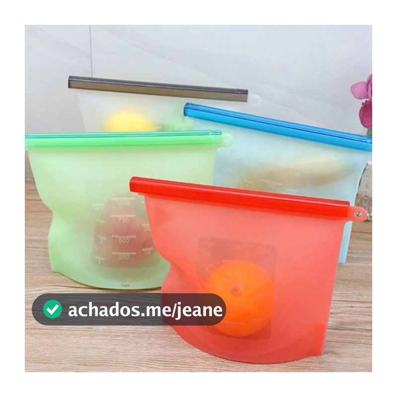 Saco de Silicone Reutilizável 1 Litro para Armazenar Alimentos Diversas Cores