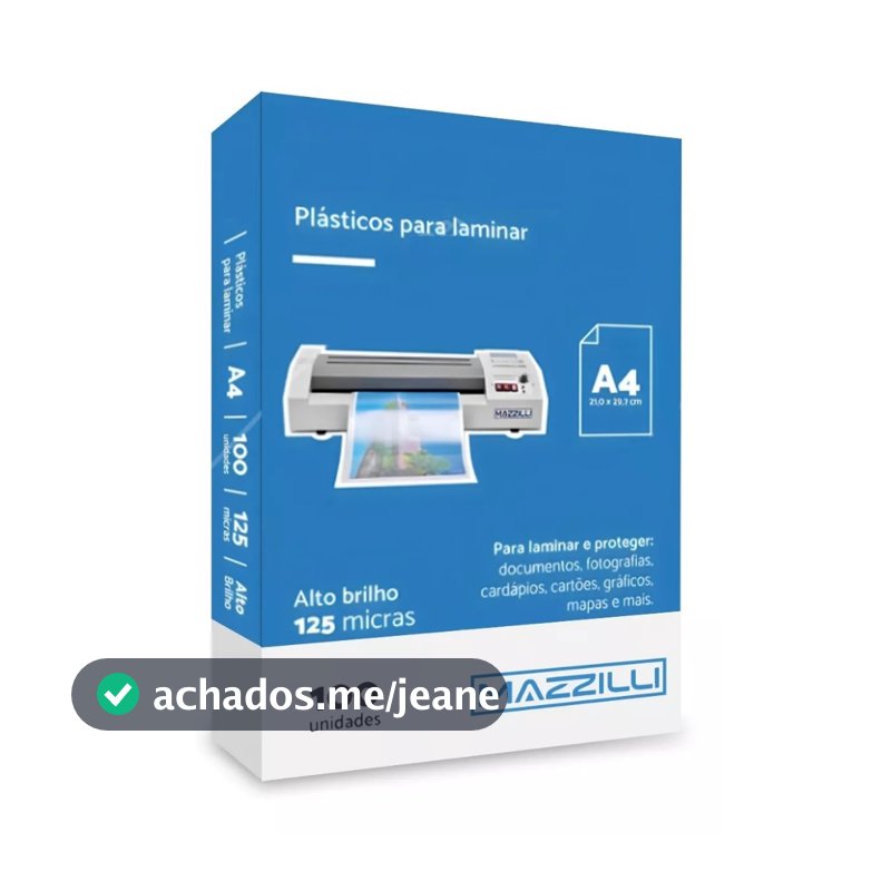100 Folhas Plástico Para Plastificação A4 210x297 0.05 - Pouch Film 125 micras