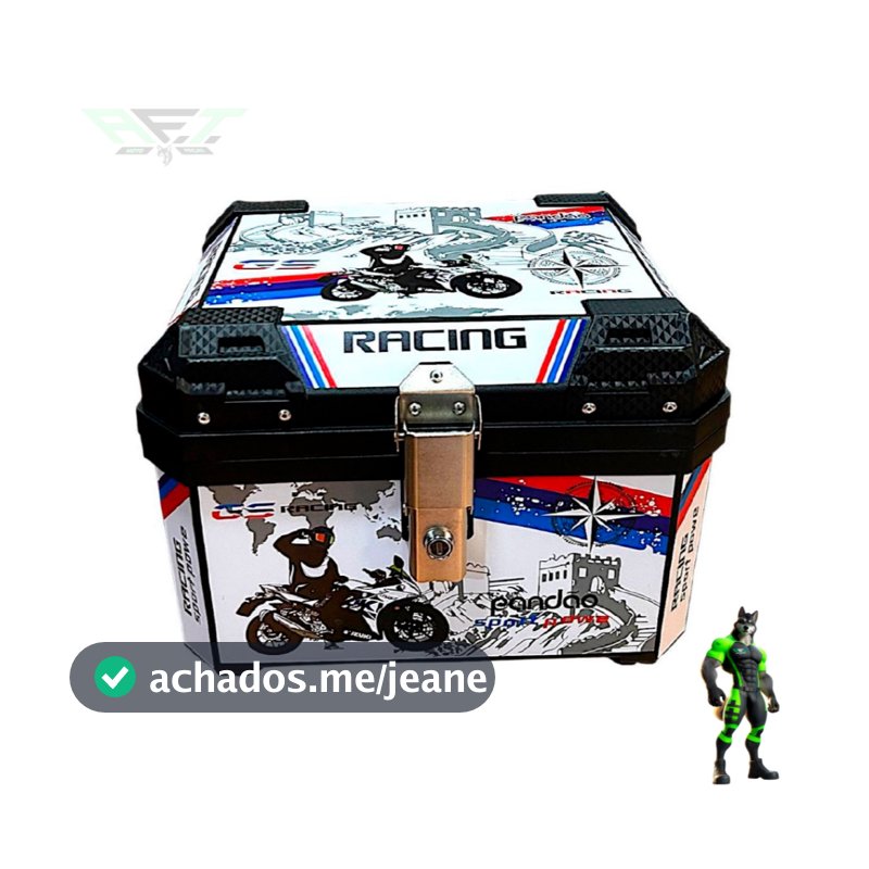 Baú Bauleto para Moto 45 litros Universal Base Kit Fixação Completo Trava Anti Furto