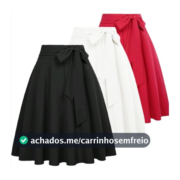 Saia Midi Godê Envelope Preta Evangélica Com Laço Moda Feminina Evangélica