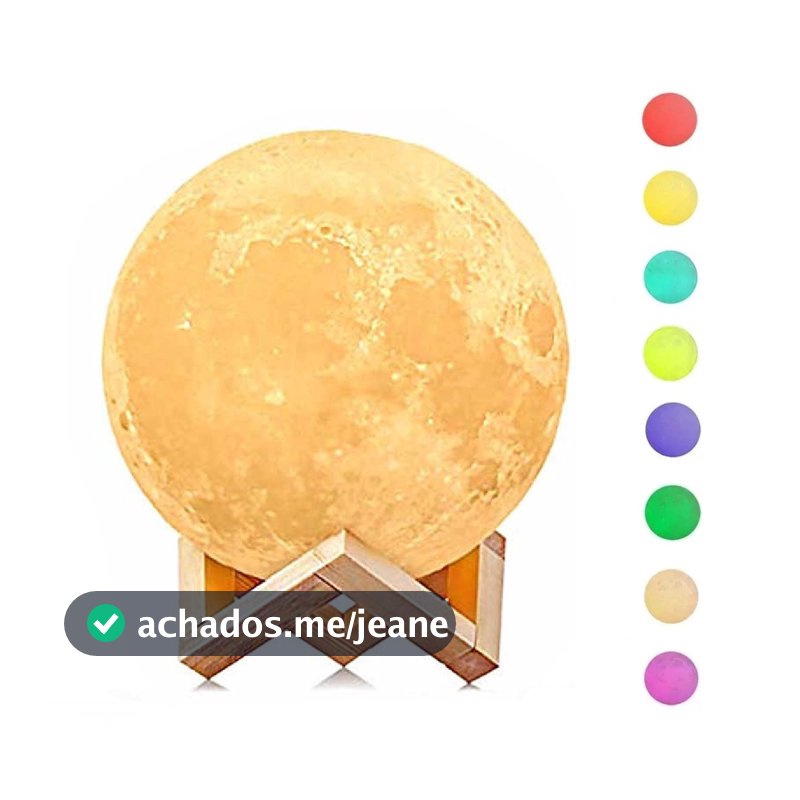Luminária Lua Cheia 3d Decoração Quarto Abajur Led 7 Cores Your House
