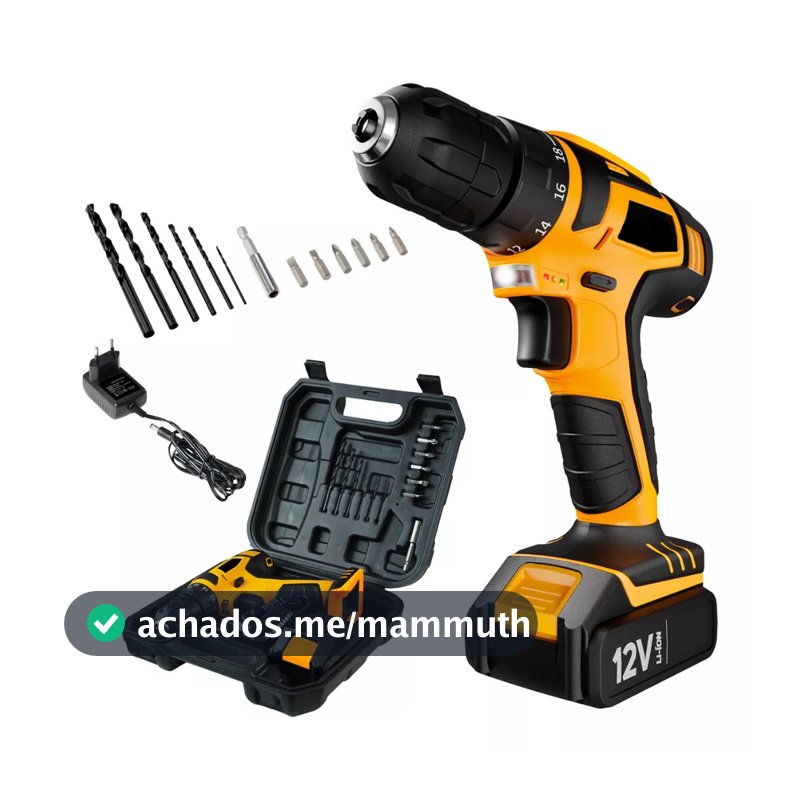 Parafusadeira Furadeira a Bateria 12V Profissional + Maleta e Acessórios