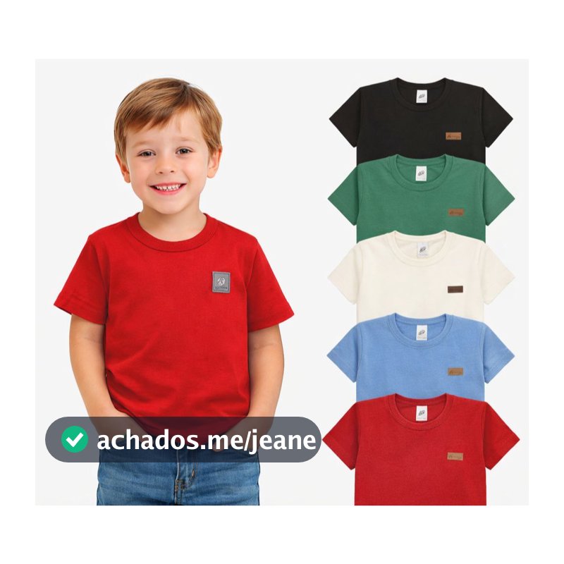 KIT 3 CAMISETAS INFANTIL MENINO LISAS BASICAS 100% ALGODÃO