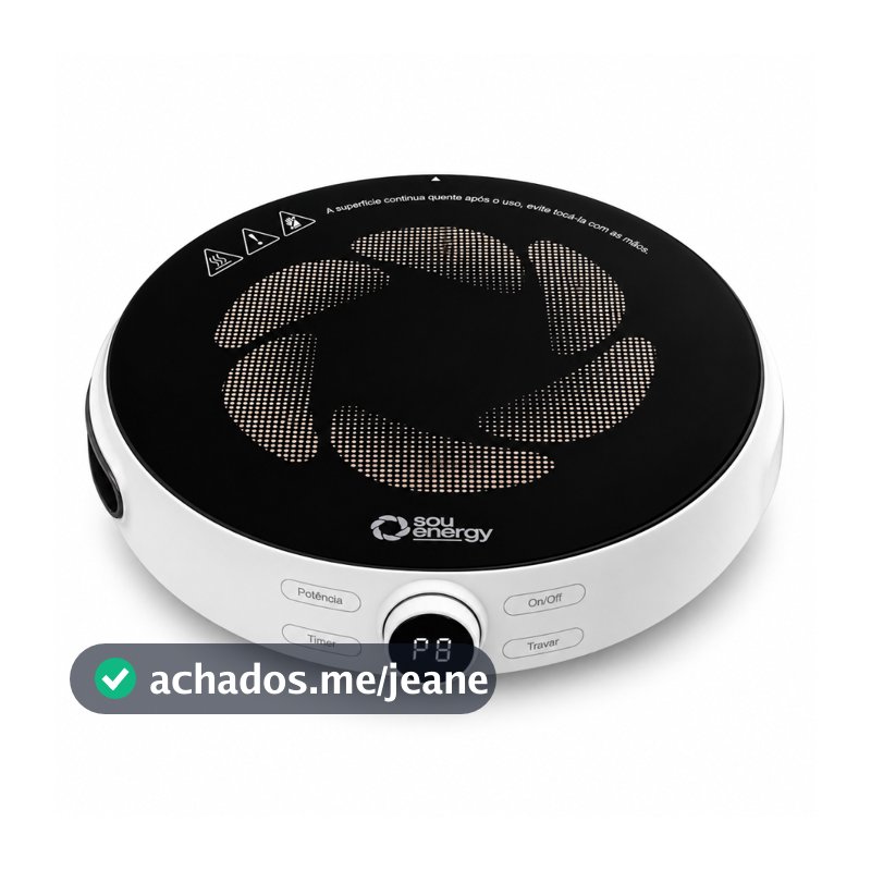 Cooktop de Indução Portátil Bivolt 1 Boca 2000W com Painel Touch, Timer e Mesa Vitrocerâmica | Sou Energy