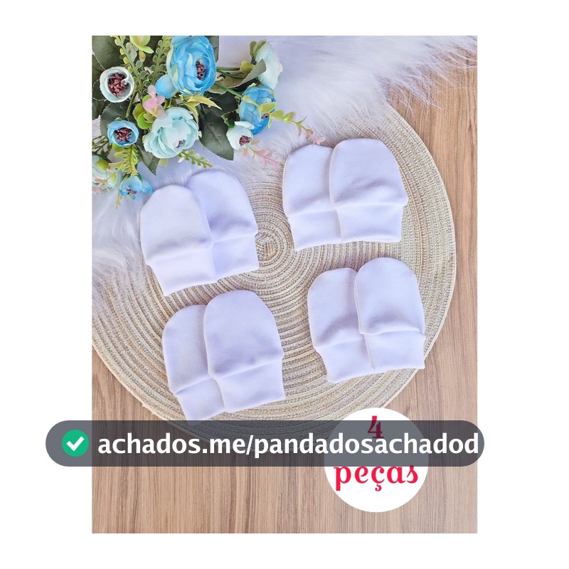 Luva de Bebê Em Suedine 100% Algodão | Maternidade Recém Nascido (4 Pares)