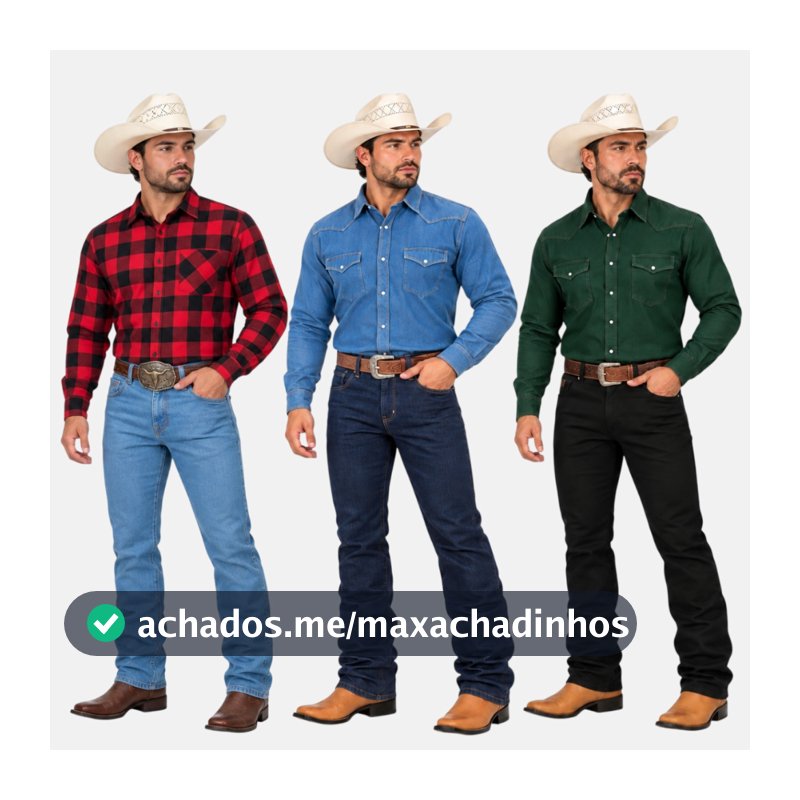 Kit 3 Calças Country Masculina Tradicional Com Elastano Corte Reto Linha Premium