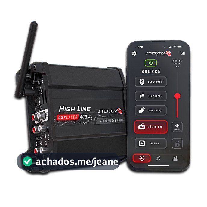 Módulo Amplificador Automotivo Stetsom HL4004 400W RMS 4 Canais DSP Player Bluetooth USB FM