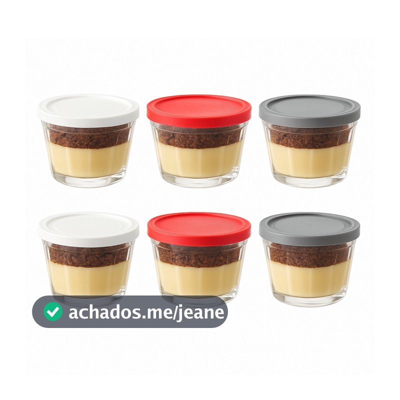 Kit 6 Mini Tigela De Vidro Americana 150/350 ml C/ Tampa Ideal P/ Sobremesas Temperos Cozinha Organizada