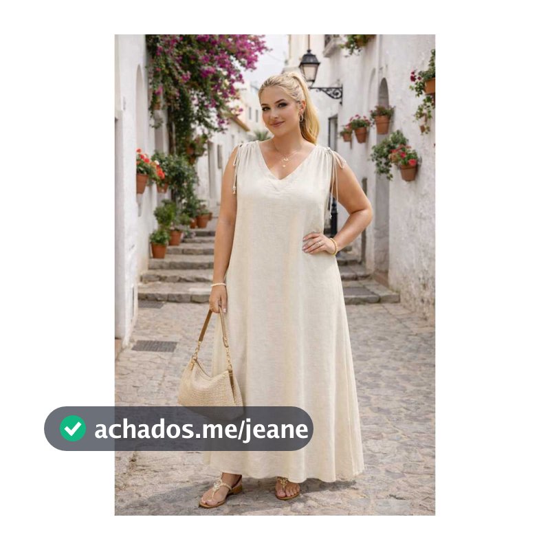 Vestido Feminino Plus Size Comprido Para Verão Tamanhos 48 50 52 – Decote V  Estilo e Conforto