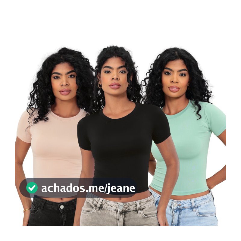 KIT 3: Baby Tee Feminina - Blusa Slim Fit Manga Curta - Blusa de Compressão