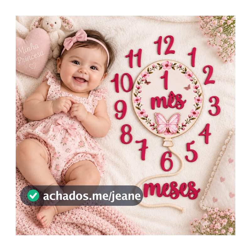 Kit Mesversário Balão Jardim Encantado Menina Borboleta MDF Cenário para Fotos Mensais do Bebê
