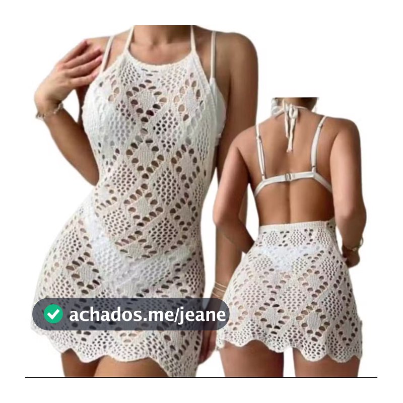 SAÍDA DE PRAIA  VERÃO  PISCINA CURTA TRICOT RENDADO LUXO❤️🩹
