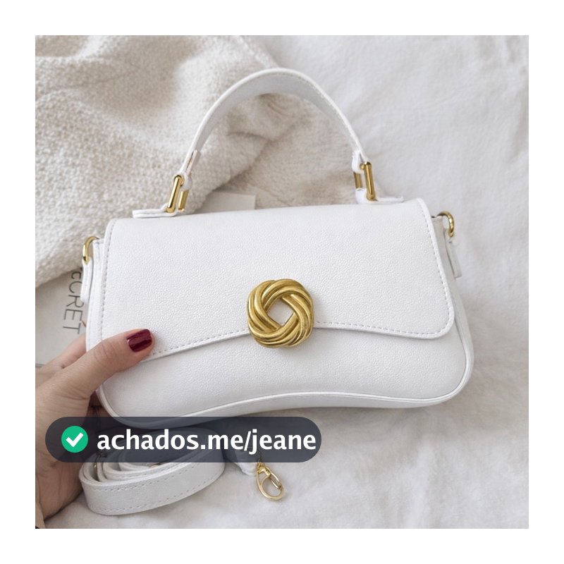 Bolsa Feminina Elegante com Alça Dupla Transversal e Detalhe Dourado Envio Rápido