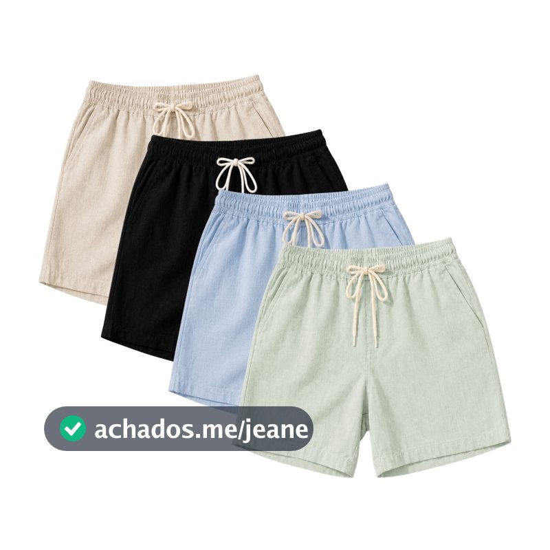 Kit 4 Bermudas Linho Masculino Short Mauricinho C/ Bolso Passeio