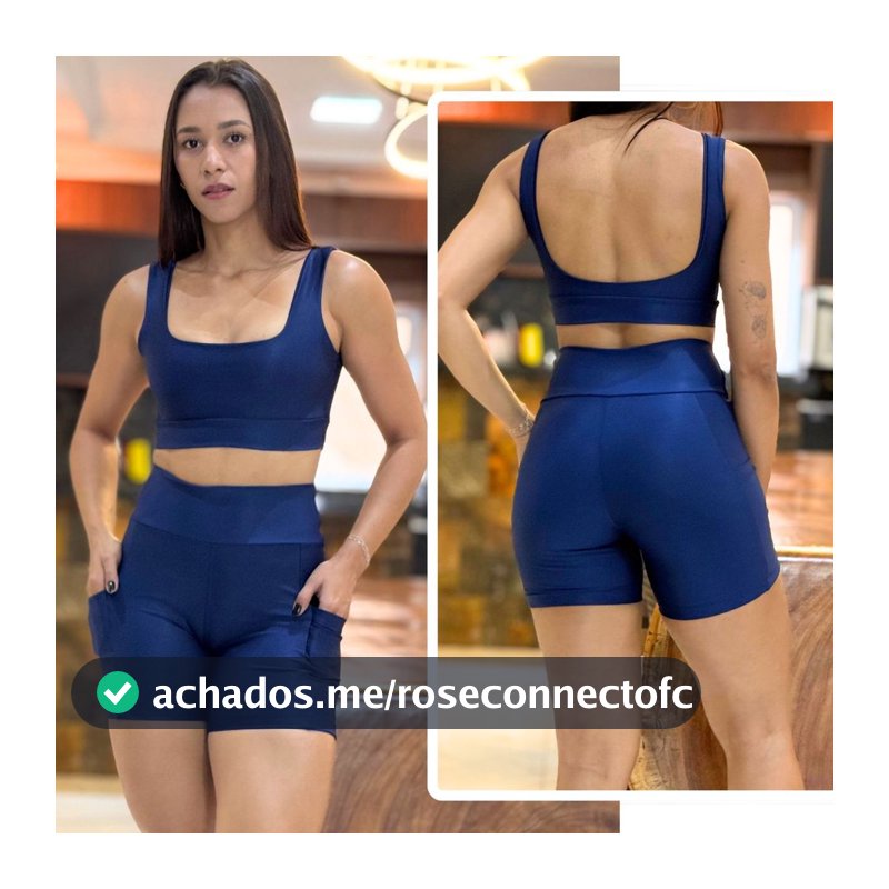 Conjunto de Academia Feminino Fitness Short com Bolso + Top, Zero Tranparência com Cintura Alta