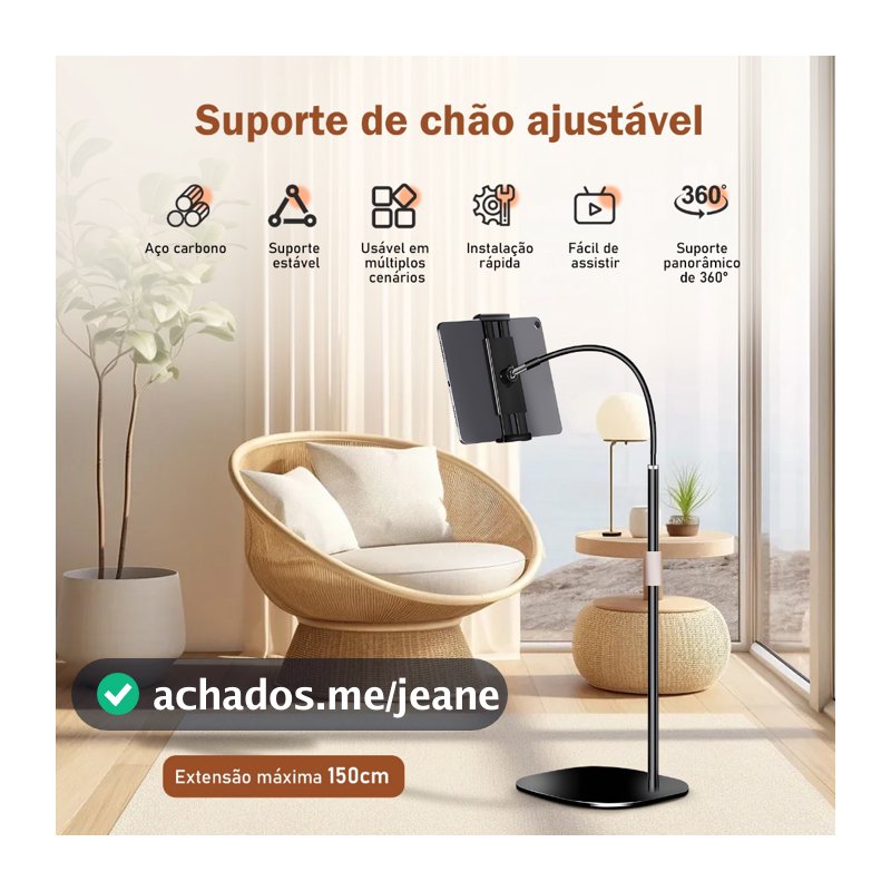 Tripé Para Celular Tablet Suporte Chão Pedestal Em Metal 120cm