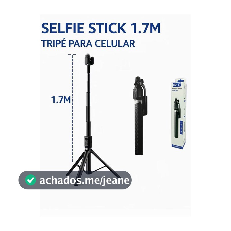 Selfie stick 1.7M de comprimento sem fio Bluetooth tripé portátil retrátil